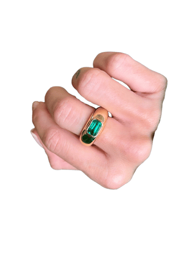 Bague 57 Bague or jaune émeraude (certificat) 58 Facettes 1