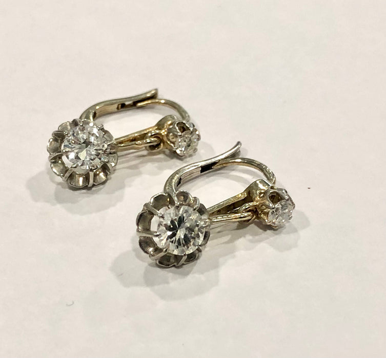 White gold and diamond sleeper earrings