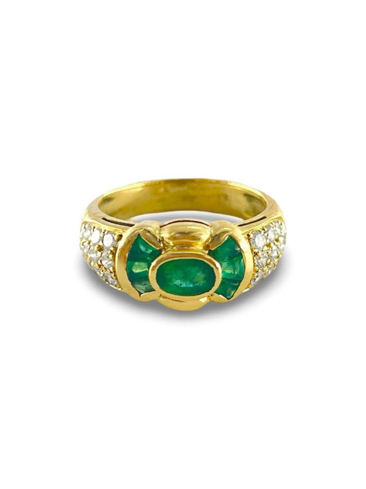 Bague 54 Bague or jaune émeraudes et diamants 58 Facettes