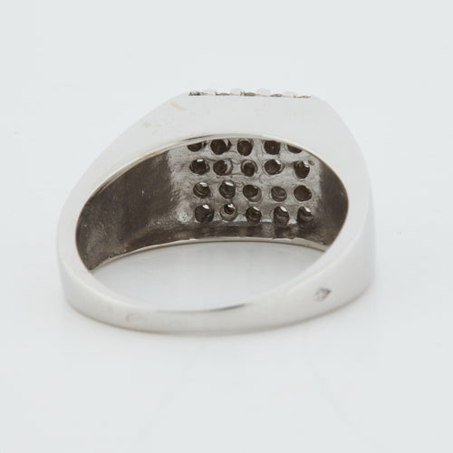 Bague CHEVALIÈRE EN OR BLANC 18 CARATS 58 Facettes REF 11015/11