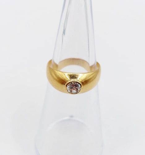 Bague 48 Bague jonc bombé dôme en or 18k et diamant 0,25 ct 58 Facettes A06595