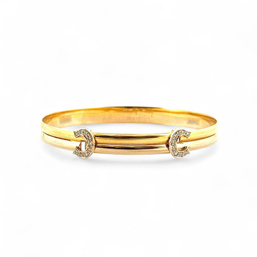 Bracelet Bracelet jonc double C 2 ors et diamants 58 Facettes