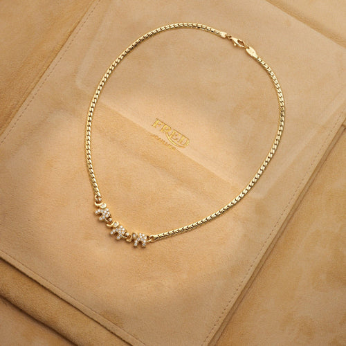 Collier FRED Eléphants vintage en or jaune et diamants 58 Facettes