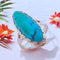 Bague 55.5 Bague Marquise cabochon de turquoise 58 Facettes AA 1669