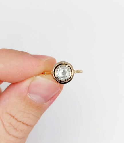 Bague 49 Bague solitaire antique or 14k diamant taille rose de Hollande de 6 mm 58 Facettes A06290