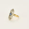 Bague 54.5 Bague en or jaune, or gris, saphir et diamants 58 Facettes ANG0583