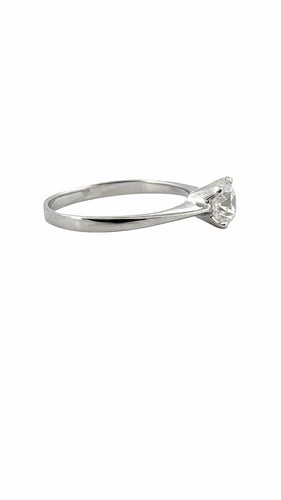 Bague 57 Solitaire diamant 1 carat , or blanc 18 carats 58 Facettes