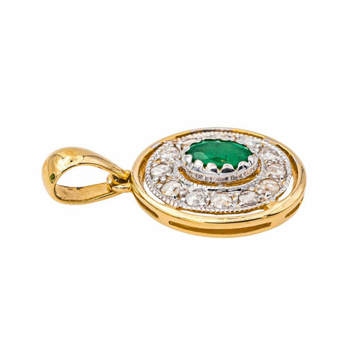 Pendentif Pendentif Or jaune, Or blanc Emeraude, Diamant 58 Facettes 4227670CN
