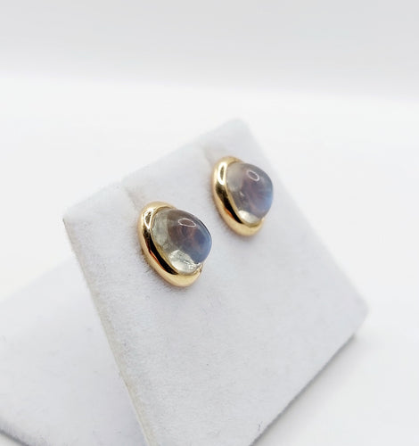 Boucles d'oreilles Puces d'oreilles vintage or jaune cabochons pierres de lunes 58 Facettes A05689