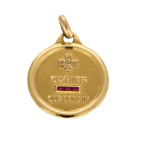 Pendentif AUGIS - Médaille d'amour en or jaune 58 Facettes LEN1207