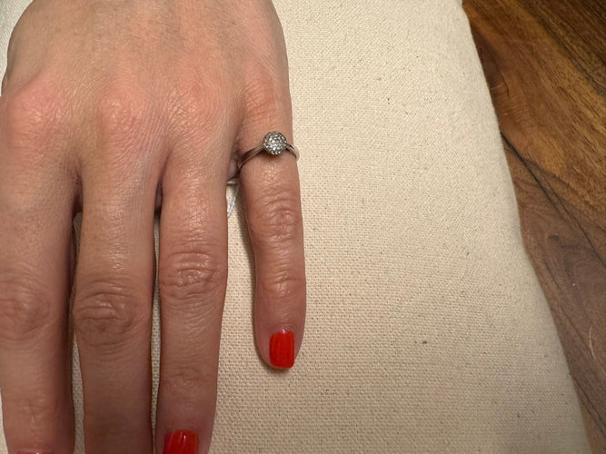 Bague 50.5 Bague or blanc et pavage diamants 58 Facettes