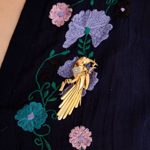 Broche Broche Oiseau Exotique Rubis diamants 58 Facettes