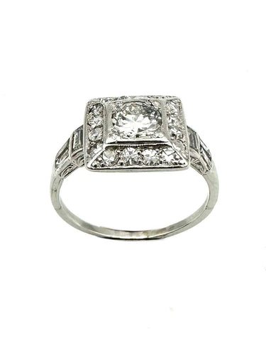 Bague 58 Bague Art-Déco, platine et diamants 58 Facettes