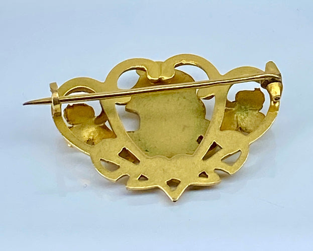Broche Broche Art Nouveau en or jaune 18 carats et diamants 58 Facettes AB523
