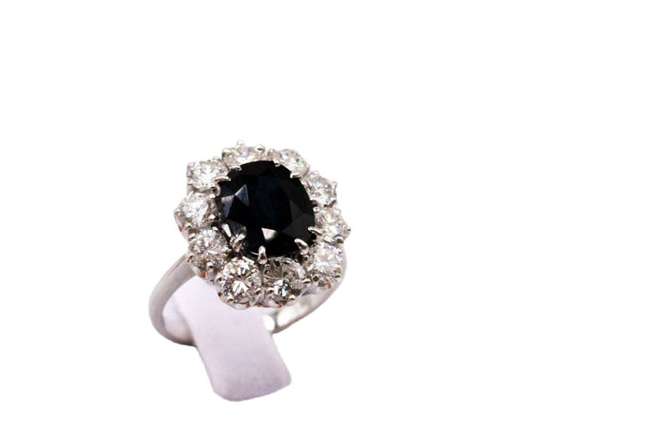 Bague 53 Bague or blanc, saphir et diamants 58 Facettes 240623