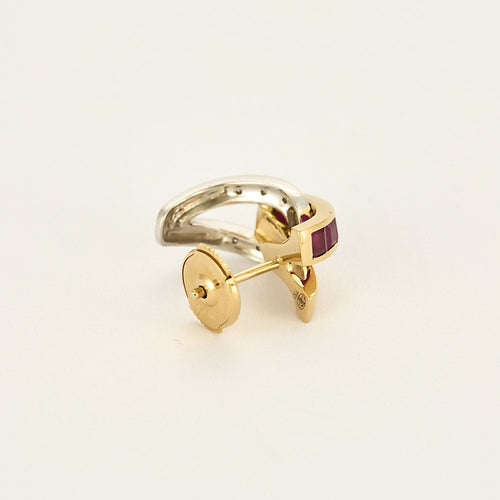 Boucles d'oreilles GUY LAROCHE - Boucles d'oreilles or jaune, or blanc, rubis et diamants 58 Facettes B240764