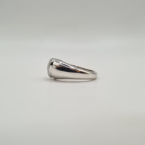 Bague 54 Bague cœur or blanc 18 carats sertie de diamants 58 Facettes