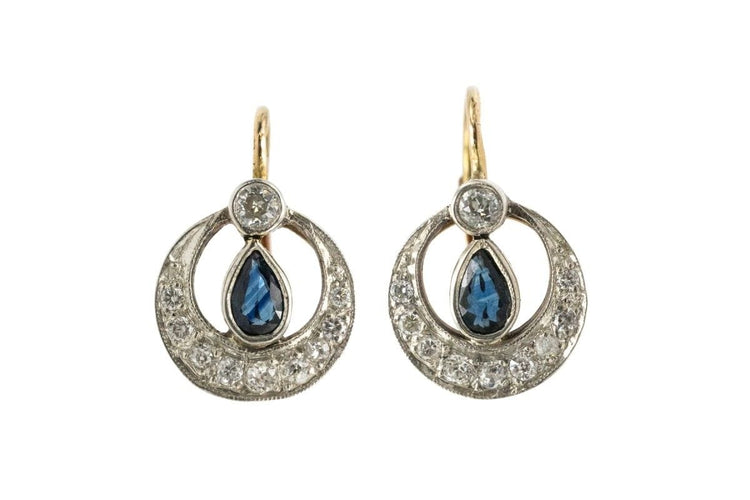 Boucles d'oreilles Boucles d'oreilles pendantes uniques avec saphirs et diamants 58 Facettes 11282