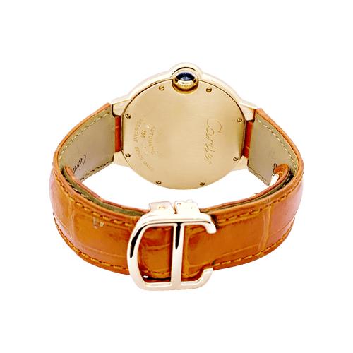 Montre Montre Cartier "Ballon Bleu" or jaune, diamants, cuir. 58 Facettes 34434
