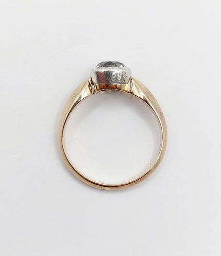 Antik ring Solitär med gammalslipad diamant i 14k guld, 1,10 karat 