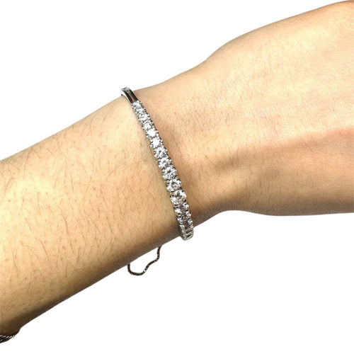 Bracelet Bracelet Tennis Or Blanc Diamants 2.5ct 58 Facettes