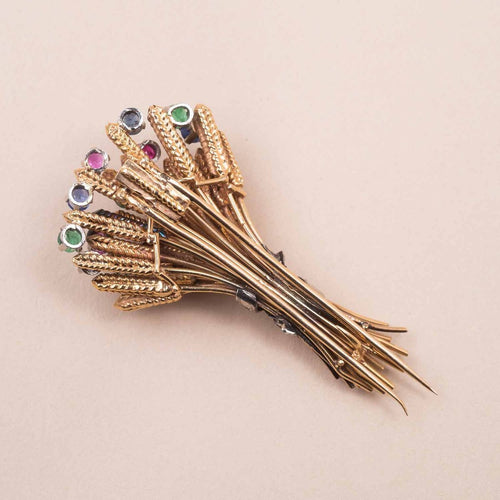 Vintage Broche Buket Hvedekorn Guld 