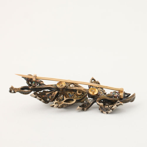 Broche Broche Trembleuse fin XIXè, diamants, or rose et argent 58 Facettes