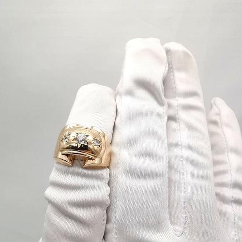 Bague 57 Bague tank or jaune diamants 58 Facettes