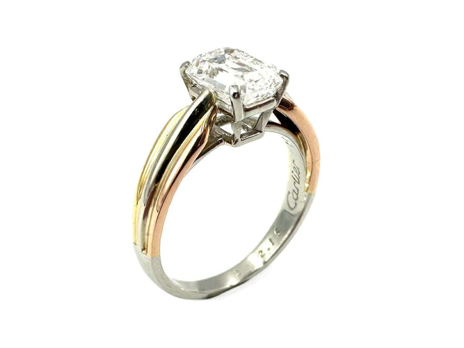 Bague 56 CARTIER. Bague Solitaire Diamant 2.15ct D VS2 58 Facettes