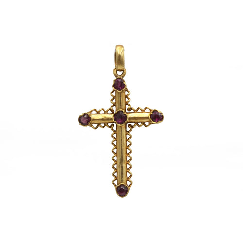 Pendentif Pendentif Croix - Or & Grenats 58 Facettes 250171R