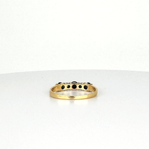 Bague 57 Bague vintage avec saphirs bleu foncé et diamants 58 Facettes 2505002