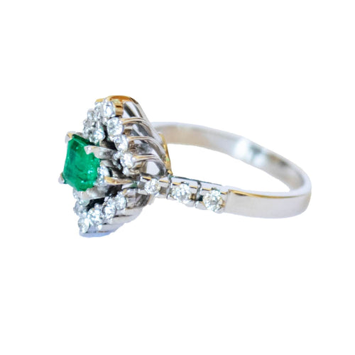 Bague 52.5 bague rétro en or avec diamant et émeraude 58 Facettes Q159B