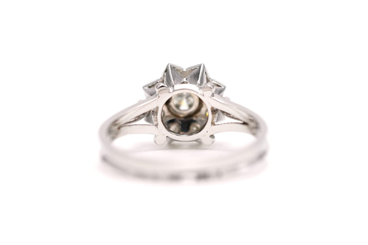 Bague 54 Bague Art Déco en or blanc 18 carats sertie de diamants "taille" brillant 58 Facettes B701