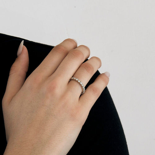 Bague 55 Alliance dite américaine en or gris et diamants 58 Facettes 127210119557