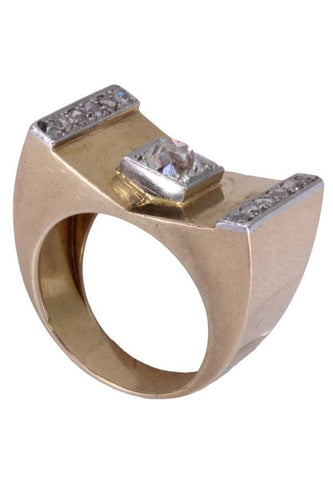 Bague 53 Bague Tank ors jaune et blanc, diamants 58 Facettes 083851