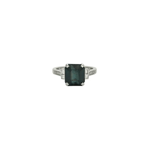 Bague 51.5 Bague Saphir Vert Diamants 58 Facettes