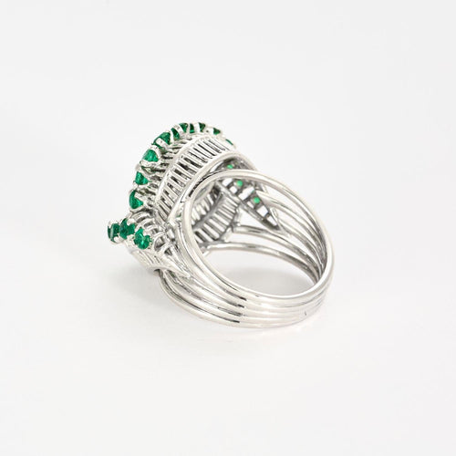 Bague 50 Bague Vintage or, platine, émeraudes et diamants 58 Facettes 1CA00000-23