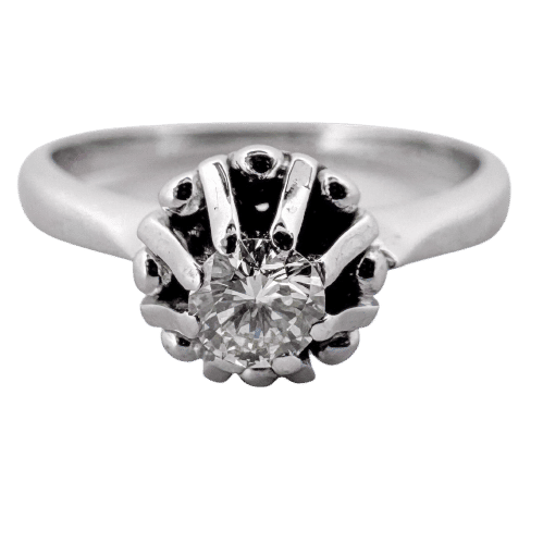 Anello vintage - Bague en or blanc 18 kt et diamant 0,15 ct 58 Facettes AN548