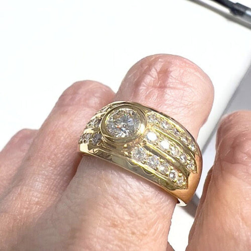 Bague 55 Bague bandeau or jaune diamants 58 Facettes Q148B