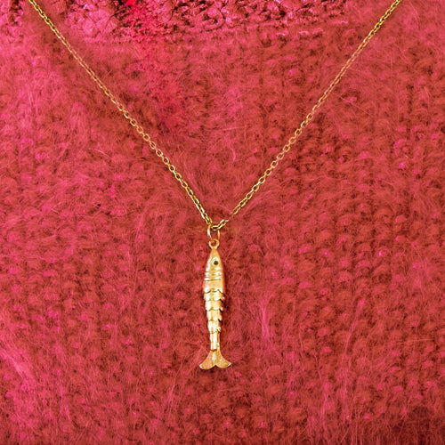 Colgante articulado de pez en oro amarillo