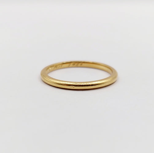 Bague 56 Bague jonc Alliance antique or jaune 18k stacker (circa 1929) 58 Facettes A06009