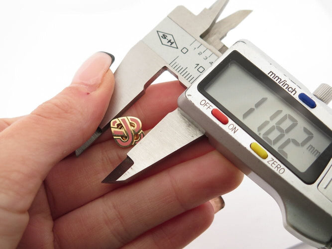 Boucles d'oreilles boucles d'oreilles coeur entrelace email rose & or jaune 18k s 58 Facettes 270064