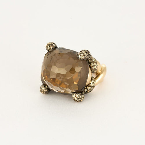 Bague 50 Pomellato - Tango - Bague en or rose 18k, quartz fumé et diamants 58 Facettes BIA1205