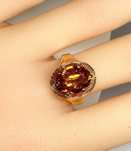 Bague 55 Bague style Art Déco or rose citrine 58 Facettes AB380