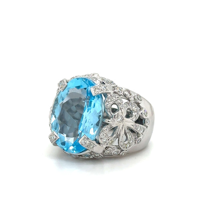 White gold topaz and diamond ring