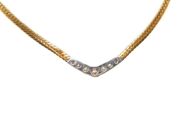 Collier Collier maille anglaise or jaune, diamants 58 Facettes 250197