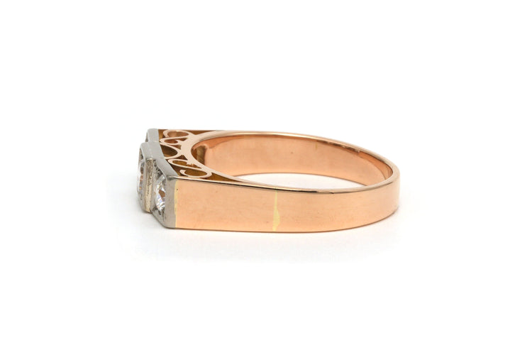 Bague 55 Bague Art Déco en or jaune et blanc 18 carats sertie de diamants 58 Facettes 22095