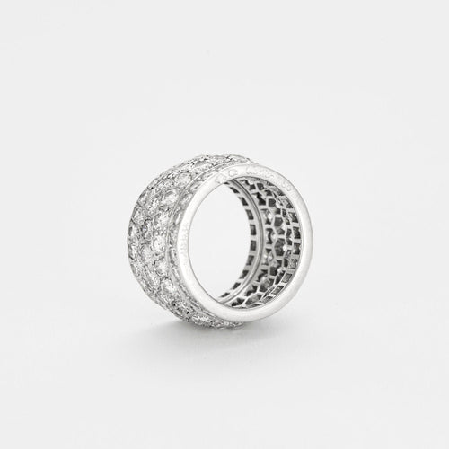 Bague 49 CARTIER- Nigeria - bague bandeau or blanc diamants 58 Facettes