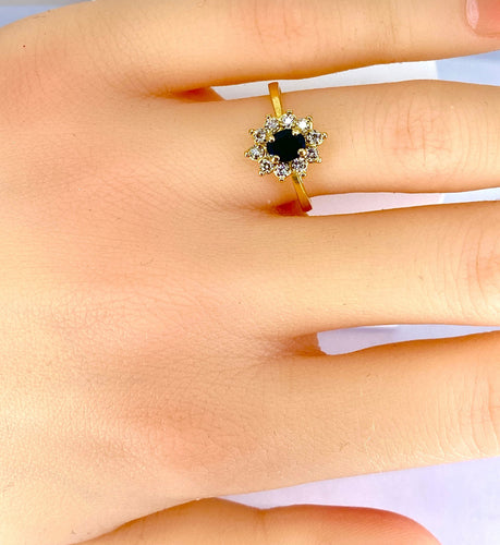 Bague 54 Bague marguerite en or jaune 18 carats, saphir et diamants 58 Facettes AB529