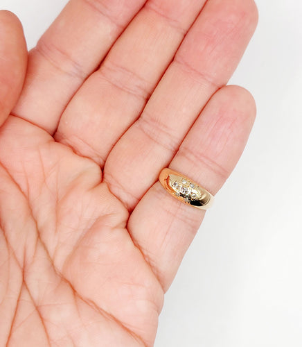 Bague 47 Bague bombée dôme or rose diamants serti étoilé (circa 1940) 58 Facettes A05459